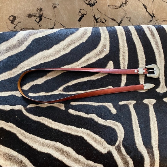 Vintage western genuine silver leather belt